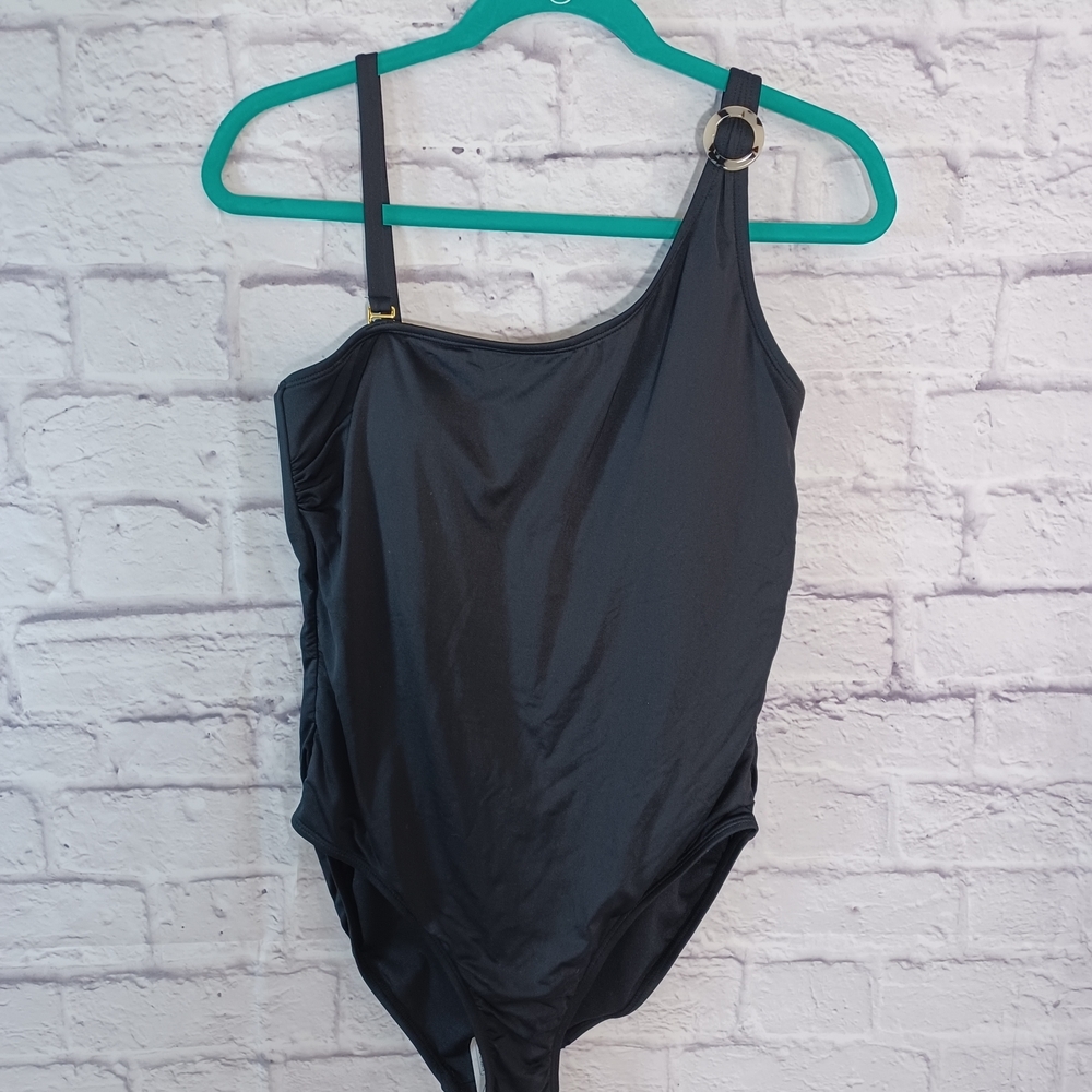 Leilani One-Shoulder Black One-Piece Swimsuit –‎ Size 10 NWOT